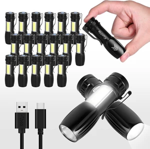 20 Pack Small Rechargeable Flashlight Mini Led Flashlight Bright Clip-On Light EDC Flash Light with Side Cob Light for Camping Home Emergency 20 Pack Small Rechargeable Flashlight Mini Led Flashlight Bright Clip-On Light EDC Flash Light with Side Cob Light for Camping Home Emergency