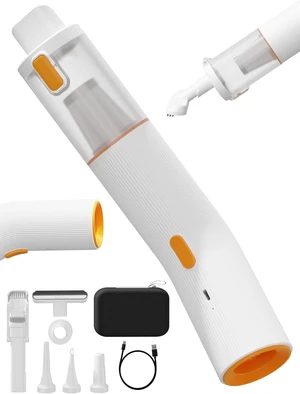 Handheld Vacuum Cleaner Cordless, 15000Pa High Power, Portable Mini Car Vacuum Air Duster with 2 Suction Modes & Multi-Nozzles for Desk Home Office Pet Hair, White Handheld Vacuum Cleaner Cordless, 15000Pa High Power, Portable Mini Car Vacuum Air Duster with 2 Suction Modes & Multi-Nozzles for Desk Home Office Pet Hair, White