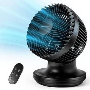 6 Inch Black Table Fan for Bedroom, Desk Air Circulator Fan with Remote, 85° Vertical+60° Automatic Oscillating Fan, 5 Speeds, 7H Timer, LED Display 6 Inch Black Table Fan for Bedroom, Desk Air Circulator Fan with Remote, 85° Vertical+60° Automatic Oscillating Fan, 5 Speeds, 7H Timer, LED Display