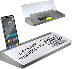 Desktop Whiteboard - Glass Dry Erase White Board - Desk Computer Buddy Home Office & Studying Essentials - Desktop Pad with Phone & Tablet Slot, Storage Compartment - Includes 4 Markers, 1 Eraser Desktop Whiteboard - Glass Dry Erase White Board - Desk Computer Buddy Home Office & Studying Essentials - Desktop Pad with Phone & Tablet Slot, Storage Compartment - Includes 4 Markers, 1 Eraser