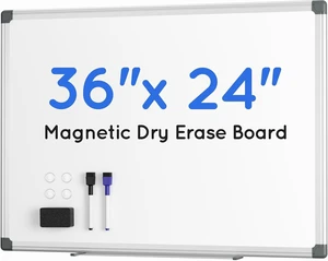 Magnetic Whiteboard, 36" x 24" Dry Erase Board for Wall, Silver Aluminum Frame, Hanging or Mounted White Board for Office, Home, School, Meeting Magnetic Whiteboard, 36" x 24" Dry Erase Board for Wall, Silver Aluminum Frame, Hanging or Mounted White Board for Office, Home, School, Meeting
