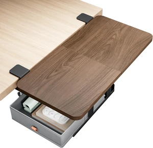 Desk Extender Tray, 24" x 12" Clamp On Desk Shelf, Desk Extension with Storage Drawer, Table Desk Arm Rest, Clamp On Keyboard Tray for Office and Home, Workstation Organizer, Medium, Walnut Desk Extender Tray, 24" x 12" Clamp On Desk Shelf, Desk Extension with Storage Drawer, Table Desk Arm Rest, Clamp On Keyboard Tray for Office and Home, Workstation Organizer, Medium, Walnut