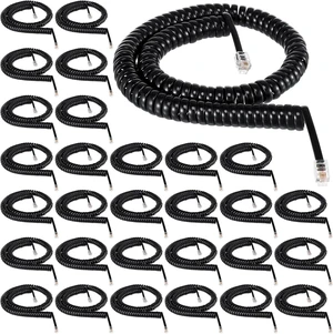 30 Pack Black Phone Handset Cord 12ft Telephone Cord for Landline Coiled Phone Wire Bulk for Use with All Landline Telephone Line Replacement Cable Accessory 30 Pack Black Phone Handset Cord 12ft Telephone Cord for Landline Coiled Phone Wire Bulk for Use with All Landline Telephone Line Replacement Cable Accessory