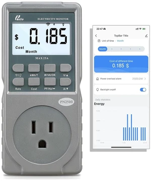 PN2500 Professional NEMA 5-15 Wi-Fi Wireless Level 1 EV Charger Pass-Through Power Usage Monitor (60-240V, 25Amp) PN2500 Professional NEMA 5-15 Wi-Fi Wireless Level 1 EV Charger Pass-Through Power Usage Monitor (60-240V, 25Amp)