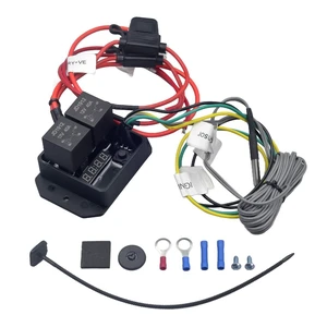12V/24V Digital Radiator Fan Controller Switch Kit, Adjustable Temperature Range 104-230°F, LED Display, Dual Fan Relay, Replacement 0444 12V/24V Digital Radiator Fan Controller Switch Kit, Adjustable Temperature Range 104-230°F, LED Display, Dual Fan Relay, Replacement 0444