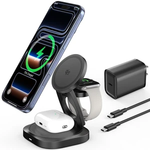 EZUnique 25W Qi2.2 MagSafe-Compatible 3-in-1 Wireless Charger | Charging Station for iPhone 1217, Apple Watch & AirPods, 360° Rotating Base, 45W Adapter Included EZUnique 25W Qi2.2 MagSafe-Compatible 3-in-1 Wireless Charger | Charging Station for iPhone 1217, Apple Watch & AirPods, 360° Rotating Base, 45W Adapter Included