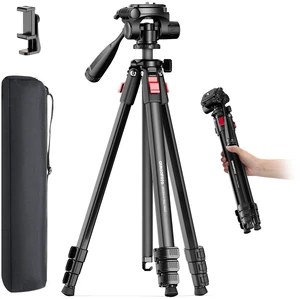 CAMBOFOTO 68 Inch Video Tripod with Pan Handle for Camera Phone Camcorder | Smooth pan handle for filming sports games, shoots over crowds at 68 inches, phone clamp and quick release plate included CAMBOFOTO 68 Inch Video Tripod with Pan Handle for Camera Phone Camcorder | Smooth pan handle for filming sports games, shoots over crowds at 68 inches, phone clamp and quick release plate included