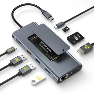 USB C Dock with M.2 NVMe SSD Enclosure, 10Gbps M.2 NVMe SSD Docking Station, USB C Hub with SSD Slot, Laptop Docking Station with 4K HDMI/PD100W/USB 3.2 Gen2/VGA/Gigabit LAN/SD/TF Card Reader USB C Dock with M.2 NVMe SSD Enclosure, 10Gbps M.2 NVMe SSD Docking Station, USB C Hub with SSD Slot, Laptop Docking Station with 4K HDMI/PD100W/USB 3.2 Gen2/VGA/Gigabit LAN/SD/TF Card Reader