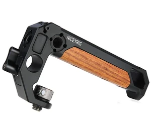 NICEYRIG Top Handle for ARRI 3/8 '' Thread with 15mm Rod Clamp, DSLR Camera Wooden Grip for Cage Rig - 348