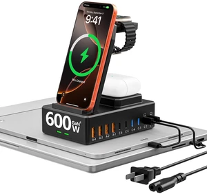 Ruoenud 600W Charging Station for Multiple Devices Apple, Wireless Charger | 13 in 1 Dual USB C 100W PD Fast Charging Stand for iPhone,MacBook,iWatch&Airpods (Wireless Charging Only for Apple) Ruoenud 600W Charging Station for Multiple Devices Apple, Wireless Charger | 13 in 1 Dual USB C 100W PD Fast Charging Stand for iPhone,MacBook,iWatch&Airpods (Wireless Charging Only for Apple)