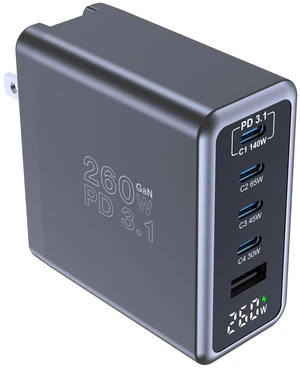 Aftertop 260W USB C Charger Block, 5-Port 140W Fast Charging | GaN Smart Power Display Fast Charging Block for for Macbook Pro,iPad,iPhone 17/16 Series and More Aftertop 260W USB C Charger Block, 5-Port 140W Fast Charging | GaN Smart Power Display Fast Charging Block for for Macbook Pro,iPad,iPhone 17/16 Series and More