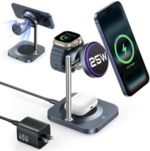 Meifigno Qi2.2 Certified 25W 3-in-1 Fast Wireless Charging Station with Fan | Charger Design for MagSafe, Apple Watch Charger Stand, for iPhone 17 16 Series, AirPods, iWatch, Included PD45W Adapter Meifigno Qi2.2 Certified 25W 3-in-1 Fast Wireless Charging Station with Fan | Charger Design for MagSafe, Apple Watch Charger Stand, for iPhone 17 16 Series, AirPods, iWatch, Included PD45W Adapter