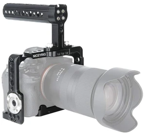 NICEYRIG Camera Cage Kit for Sony A7RIII/ A7RIV/ A7III/ A7SIII/ A7RII- 190 | Built in Cold Shoe with Cheese Top Handle and Cable Lock HDMI Clamp for Sony A7SII/ A7II/ A9 NICEYRIG Camera Cage Kit for Sony A7RIII/ A7RIV/ A7III/ A7SIII/ A7RII- 190 | Built in Cold Shoe with Cheese Top Handle and Cable Lock HDMI Clamp for Sony A7SII/ A7II/ A9