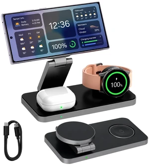 3 in 1 Magnetic Wireless Charging Station for Samsung Galaxy, Fast Charger | Fast Wireless Charger Stand for Galaxy S26 Ultra S25 S24 Z Fold 7 Flip 7, Galaxy Watch Ultra 8 7 6, Buds 3 Pro (Black) 3 in 1 Magnetic Wireless Charging Station for Samsung Galaxy, Fast Charger | Fast Wireless Charger Stand for Galaxy S26 Ultra S25 S24 Z Fold 7 Flip 7, Galaxy Watch Ultra 8 7 6, Buds 3 Pro (Black)