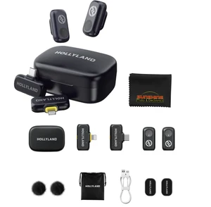 Hollyland Lark A1 Combo 2-Person Wireless Microphone System with USB-C and Lightning Connectors for Mobile Devices (Space Gray, 2.4 GHz) with Cleaning Cloth Bundle Hollyland Lark A1 Combo 2-Person Wireless Microphone System with USB-C and Lightning Connectors for Mobile Devices (Space Gray, 2.4 GHz) with Cleaning Cloth Bundle