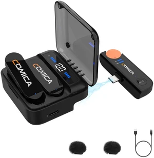 COMICA Vimo S UC Wireless Lavalier Microphone with 656FT Range | 48kHz/24bit Recording, 15H Battery Life with Charging Case, Lapel Microphone Wireless for Video Recording Vlogging
