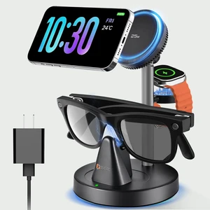 3in1 Wireless Charging Station for Ray-Ban Meta Smart Glasses Gen 1 2 3, Mag-Safe Charger Stand, Compatible with Apple Watch & iPhone 12-18, Wayfarer/Skyler/Headliner/Oakley Meta HSTN, w/45W Adapter 3in1 Wireless Charging Station for Ray-Ban Meta Smart Glasses Gen 1 2 3, Mag-Safe Charger Stand, Compatible with Apple Watch & iPhone 12-18, Wayfarer/Skyler/Headliner/Oakley Meta HSTN, w/45W Adapter