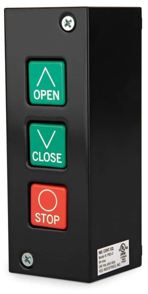 Garage Door Control Station, 3-Button Panel with Open/Close/Stop, Black, No Sticking Button Issue Garage Door Control Station, 3-Button Panel with Open/Close/Stop, Black, No Sticking Button Issue