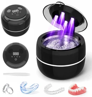 Ultrasonic Cleaner Machine 200ml Retainer Cleaner with 4 U/V Lights, 45-52kHz Dental Cleaning Pod Aligner Cleaning Ultra Sonic 4 Modes for Mouth Guards Night Guards Dentures Ultrasonic Cleaner Machine 200ml Retainer Cleaner with 4 U/V Lights, 45-52kHz Dental Cleaning Pod Aligner Cleaning Ultra Sonic 4 Modes for Mouth Guards Night Guards Dentures