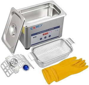 CXRCY 0.8L Ultrasonic Cleaner, 35W 40kHz, LED Digital Timer 0-30min | 201&304 stainless steel. Ultrasonic clean, easy use. 18 timers (90s-30min). For jewelry, eyeglasses, dental, circuits.