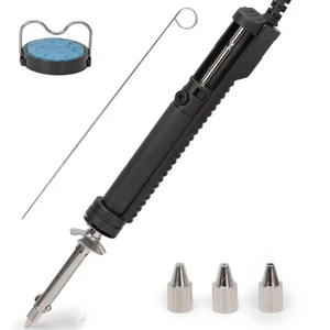 YIHUA 929D-V Electric Desoldering Iron, One-Hand Solder Sucker Desoldering Pump for Through-Hole PCB Desoldering, Removable Solder Chamber, 1.0mm & 1.2mm & 2.0mm Nozzles, 110-127V