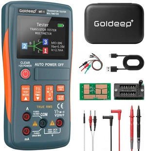 Goldeep MT-1 2-in-1 True RMS Multimeter & Transistor Tester | Auto detects transistors, capacitors and resistors, wide range compact high accuracy electronics repair tester Goldeep MT-1 2-in-1 True RMS Multimeter & Transistor Tester | Auto detects transistors, capacitors and resistors, wide range compact high accuracy electronics repair tester