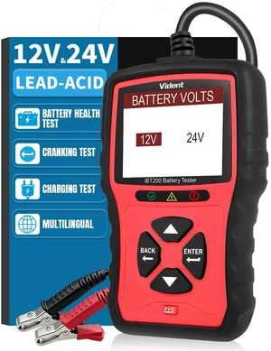VIDENT 12V 24V Car Battery Tester, 100-2000 CCA Battery Load Tester for Car | Alternator Tester, Car Battery Tools with Cranking & Charging Lead-Acid Battery for Motorcycle Truck RV Boat ATV VIDENT 12V 24V Car Battery Tester, 100-2000 CCA Battery Load Tester for Car | Alternator Tester, Car Battery Tools with Cranking & Charging Lead-Acid Battery for Motorcycle Truck RV Boat ATV