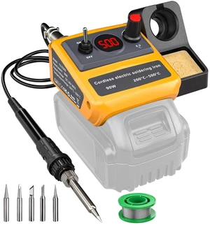 GRVODFRTA Cordless Soldering Iron Station Compatible with Dewalt 20V | 90W Digital Display Soldering Station with Solder Tips Kit, Wire, 200-500 Adjustable for electronics repair