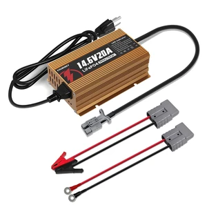 12V 20A Lithium Battery Charger, 14.6V LiFePO4 Charger & 0V Activation | For deep cycle LiFePO4, dual connectors, 8 safety protections & LED indicator, charging for RVs, marine, solar & off-grid