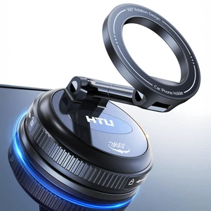 HTU Compact Foldable Car Phone Holder for Magsafe [100+LBS Strongest Suction & 2400gf Strongest Magnetic] 360° Adjustable Dashboard Windshield Cellphone Mount, for iPhone 12-18 Pro Max,Black