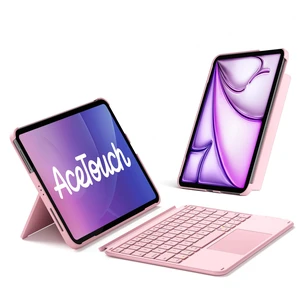 Inateck for iPad (A16) 11th/10th Gen Case with Keyboard, Ultralight 450g | For Air 11" M4/M3/M2, Air 5/4, Pro 11", 1 Second Magnetic Detachable, Trackpad, Flexible Stand, AceTouch, Light Pink