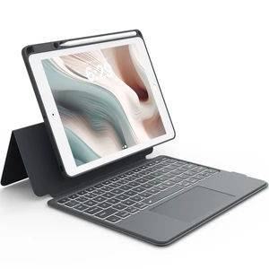 CHESONA Rugged Keyboard Case for iPad 9th /8th /7th Generation 10.2 Inch | Magnetic Detachable Case,Precision Trackpad,15°180° Adjustable Stand,7 Color Backlit Keyboard,Gray
