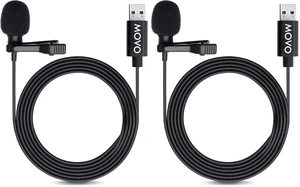 Movo M1 USB Lavalier Lapel Clip-on Omnidirectional Computer Microphone for Laptop, PC and Mac, Perfect Podcasting, Gaming, Streaming and Desktop Mic (20-Foot Cord) (Pack of 2) Movo M1 USB Lavalier Lapel Clip-on Omnidirectional Computer Microphone for Laptop, PC and Mac, Perfect Podcasting, Gaming, Streaming and Desktop Mic (20-Foot Cord) (Pack of 2)