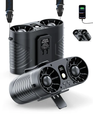 2PCS Dual Motor Wearable Waist Fan, 34000RPM Super Strong Airflow, Multifunctional Clip On Fan for Belt/Body/Shirt/Undershirt/Hip, Hands-Free Personal Cooling Fan for Outdoor Stadium/Work/Camping