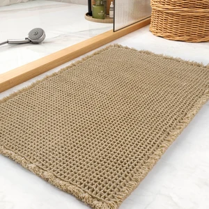 Machine Washable Floor Mat for Tub Area, Ultra Absorbent Non-Slip Soft Bathroom Rug with Tassels, Waffle Pattern Bath Mat Machine Washable Floor Mat for Tub Area, Ultra Absorbent Non-Slip Soft Bathroom Rug with Tassels, Waffle Pattern Bath Mat