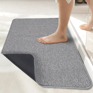 Quick Dry & Machine Washable Low Pile Absorbent Mat for Shower or Sink Area, Ultra Thin Non-Slip Rubber Bathroom Rug Quick Dry & Machine Washable Low Pile Absorbent Mat for Shower or Sink Area, Ultra Thin Non-Slip Rubber Bathroom Rug