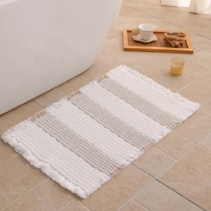Non-Slip Waffle Texture Bohemian Style Bathroom Rug Mat Non-Slip Waffle Texture Bohemian Style Bathroom Rug Mat