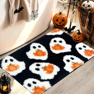 Halloween Black Ghost Pumpkin Non-Slip Bathroom Rug Halloween Black Ghost Pumpkin Non-Slip Bathroom Rug