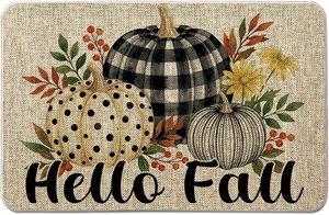 Autumn Plaid Pumpkin Door Mat Outdoor Entrance Rug Harvest Themed Home Kitchen Bathroom Floor Decor Autumn Plaid Pumpkin Door Mat Outdoor Entrance Rug Harvest Themed Home Kitchen Bathroom Floor Decor