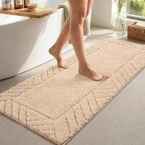 Non-Slip Washable Long Beige Bathroom Runner Rug Non-Slip Washable Long Beige Bathroom Runner Rug