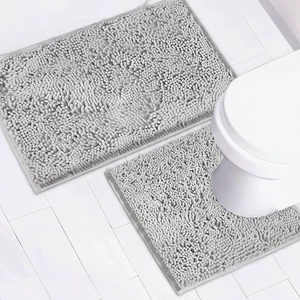 Machine Washable for Bathtub & Toilet, Plush Shaggy Thick Bathroom Rug, Super Absorbent with PVC Non Slip Backing, Chenille Bath Mat 2 Piece Set Machine Washable for Bathtub & Toilet, Plush Shaggy Thick Bathroom Rug, Super Absorbent with PVC Non Slip Backing, Chenille Bath Mat 2 Piece Set