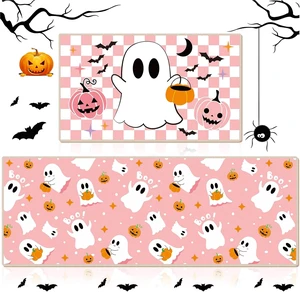 Pair of Pink Halloween Ghost Kitchen Floor Mats Non-Slip Bathroom Rugs Pair of Pink Halloween Ghost Kitchen Floor Mats Non-Slip Bathroom Rugs