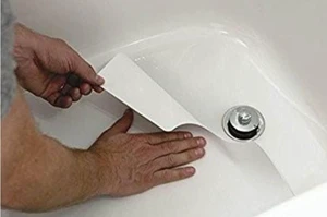 White Adhesive Vinyl Non-Slip Safety Bath Mat with Drain Cut Out White Adhesive Vinyl Non-Slip Safety Bath Mat with Drain Cut Out