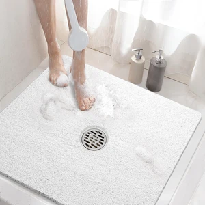 Quick Drying Bathroom Stall Accessory Without Suction Cup, Soft PVC Bath Tub Floor Rug with Drain Holes, Square Non Slip Shower Mat Quick Drying Bathroom Stall Accessory Without Suction Cup, Soft PVC Bath Tub Floor Rug with Drain Holes, Square Non Slip Shower Mat