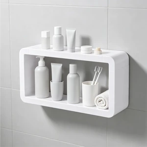 Moisture-Proof Rust-Resistant Storage Rack with Rounded Edges, Drill-Free Wall Mounted Bath Organizer, Layered Plastic Shower Caddy Moisture-Proof Rust-Resistant Storage Rack with Rounded Edges, Drill-Free Wall Mounted Bath Organizer, Layered Plastic Shower Caddy
