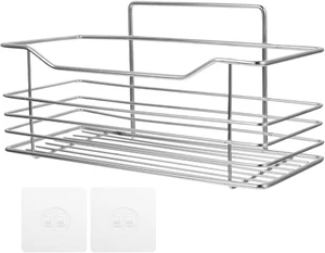 Drill-Free Adhesive Bathroom Kitchen Wall Shelf Stainless Steel Storage Rack for Shampoo and Spice Bottles Drill-Free Adhesive Bathroom Kitchen Wall Shelf Stainless Steel Storage Rack for Shampoo and Spice Bottles