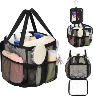 Camping & Travel, Gym, Ideal for Dorms, Portable Mesh Shower Caddy - Large Capacity Toiletry Bag with 360° Hanging Hook & 4 Pockets Camping & Travel, Gym, Ideal for Dorms, Portable Mesh Shower Caddy - Large Capacity Toiletry Bag with 360° Hanging Hook & 4 Pockets