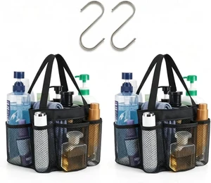 Travel Toiletry Organizer Bag, Portable Mesh Hanging Shower Caddy with S Hooks Travel Toiletry Organizer Bag, Portable Mesh Hanging Shower Caddy with S Hooks
