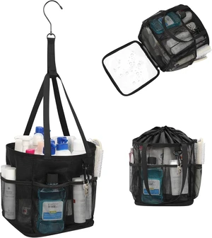 Travel, Beach, Gym, Quick-Dry Toiletry Organizer with Multiple Pockets for Dorm, Portable Mesh Shower Tote Bag with Hanging Hook & Drawstring Travel, Beach, Gym, Quick-Dry Toiletry Organizer with Multiple Pockets for Dorm, Portable Mesh Shower Tote Bag with Hanging Hook & Drawstring