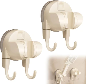 Durable & Reusable, No-Drill Adjustable Wall Bracket with Hooks for Handheld Hose, Strong Suction Cup Shower Head Holder Durable & Reusable, No-Drill Adjustable Wall Bracket with Hooks for Handheld Hose, Strong Suction Cup Shower Head Holder